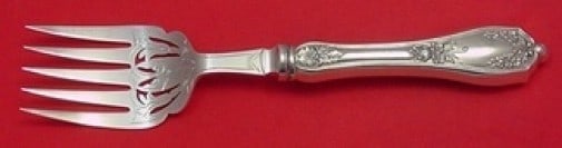SSMC-Saart Blossom Sterling Silver Fish Serving Fork 10 inch Engraved Tines: SSMC-Saart Blossom Sterling Silver Fish Serving Fork 10 inch Engraved Tines Presenting a stunning Blossom pattern fish serving fork crafted by SSMC-Saart. This exquisite piece features a sterling silv