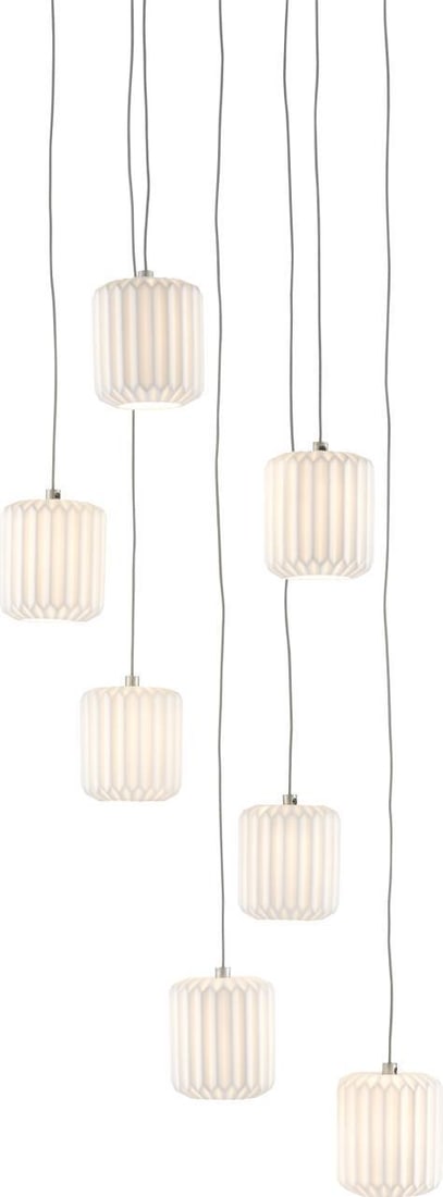 Currey Dove Multi-Drop Pendant Scandinavian Style Pleated Shades: Currey Dove Multi-Drop Pendant Scandinavian Style Pleated Shades Illuminate your space with the exquisite Dove Multi-Drop Pendant, featuring stylish pleated shades that add a touch of elegance to any