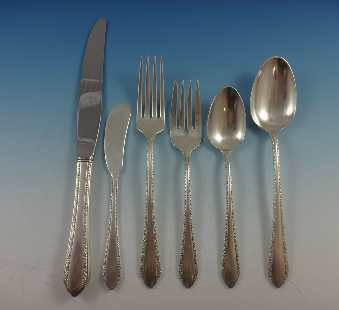 Royal Crest Wild Flower Sterling Silver Flatware Set 74 Pieces with Storage Chest: Royal Crest Wild Flower Sterling Silver Flatware Set 74 Pieces with Storage Chest Enhance your dining experience with the exquisite Wild Flower flatware set by Royal Crest. Crafted from high-quality s