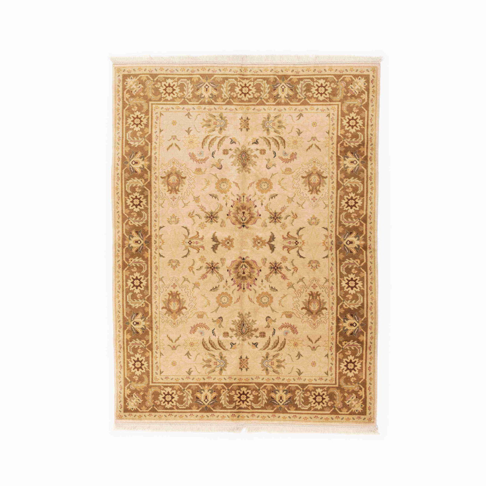 Authentic Handmade Usak Wool Carpet 66.9 x 90.6 Inches: Authentic Handmade Usak Wool Carpet 66.9 x 90.6 Inches Experience the beauty and craftsmanship of this authentic handmade Usak carpet, meticulously woven from high-quality wool on wool. Originating fr