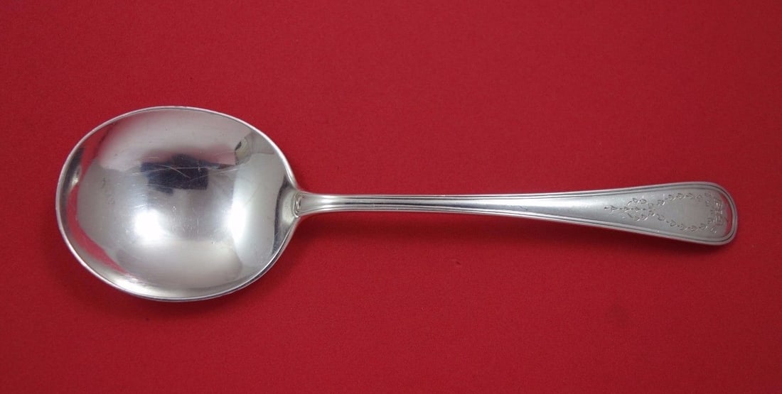 Gorham Jefferson Sterling Silver Gumbo Soup Spoon 6 5/8 Inches: Gorham Jefferson Sterling Silver Gumbo Soup Spoon 6 5/8 Inches This exquisite gumbo soup spoon is part of the Jefferson pattern by Gorham, crafted from high-quality sterling silver. Measuring 6 5/8 in