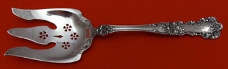 Gorham Buttercup Sterling Silver Salad Serving Fork 8 3/4" Pierced Design: Gorham Buttercup Sterling Silver Salad Serving Fork 8 3/4" Pierced Design This elegant Buttercup salad serving fork by Gorham is crafted from high-quality sterling silver and features a lovely pierced