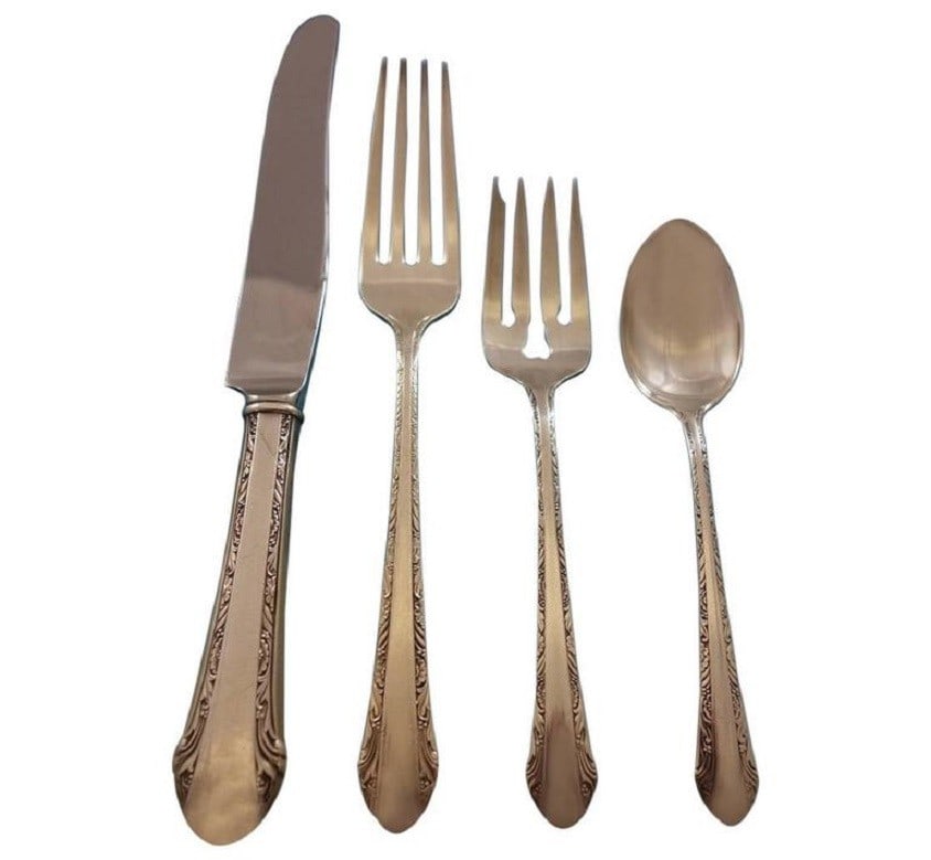 Alvin Chased Romantique Sterling Silver Flatware Set 38 Pieces with Storage Chest: Alvin Chased Romantique Sterling Silver Flatware Set 38 Pieces with Storage Chest Discover the elegance of the Chased Romantique by Alvin Sterling Silver Flatware Set, a stunning collection perfect fo