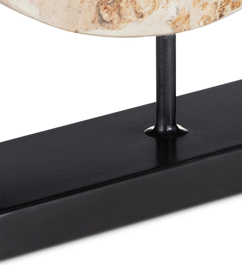 Currey Wes Marble Disc Decorative Piece 15.75H 13W 3D: Currey Wes Marble Disc Decorative Piece 15.75H 13W 3D Elevate your interior design with the Wes Marble Disc, a stunning decorative piece that combines elegance and functionality. Crafted from a blend