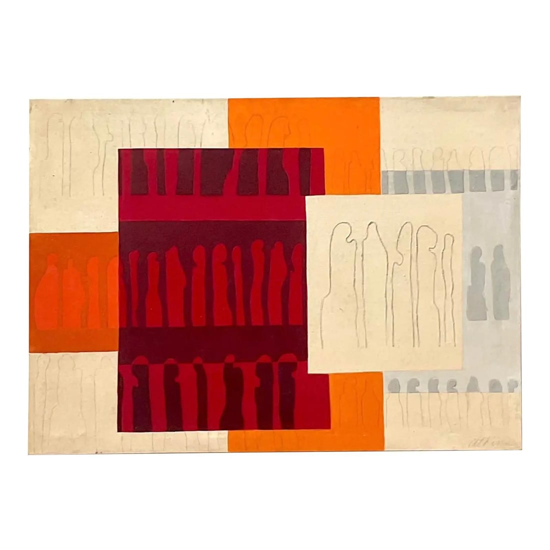 Geometric Abstract Acrylic Painting with Warm Tones on Canvas (1 of 10)