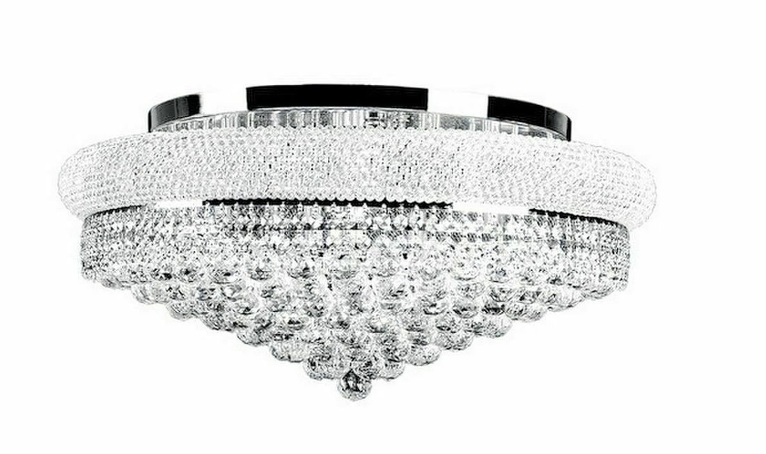 Primo 16-Inch Chrome Flush Mount Chandelier with K9 Crystals 8 Light: Primo 16-Inch Chrome Flush Mount Chandelier with K9 Crystals 8 Light Illuminate your space with this stunning 16-inch Flush Mount Crystal Chandelier, perfect for adding elegance to any room. Featuring