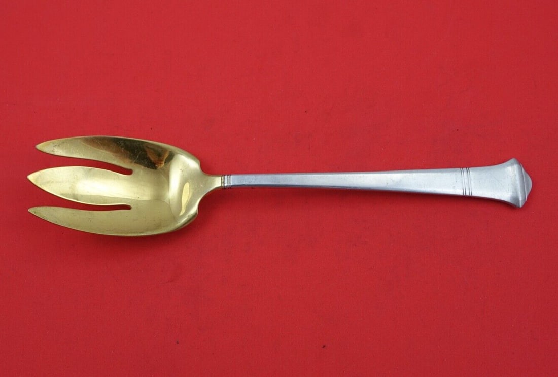 Tiffany & Co. Windham Sterling Silver Salad Serving Fork Gold Wash 9 7/8" (1 of 2)