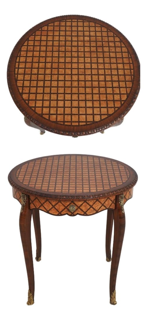 French Louis Style Lamp Table Birdseye Maple and Mahogany Model 5005-961 (1 of 10)