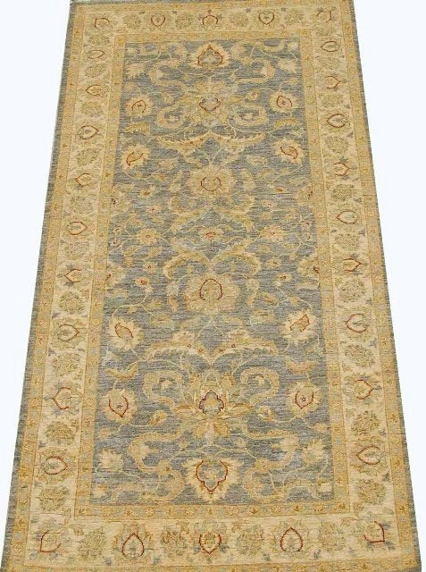 4'11 x 10' Blue Chobi Peshawar Handwoven Area Rug: 4'11 x 10' Blue Chobi Peshawar Handwoven Area Rug Free continental US Shipping Enhance your living space with this exquisite 4' 11" x 10' Blue Chobi Peshawar Runner Rug, a stunning blend of traditiona