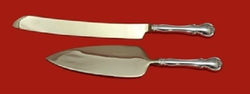 Towle French Provincial Sterling Silver Wedding Cake Set 2-Piece: Towle French Provincial Sterling Silver Wedding Cake Set 2-Piece Elevate your special occasions with this exquisite French Provincial by Towle Sterling Silver Wedding Cake Set. Crafted post-1940, this