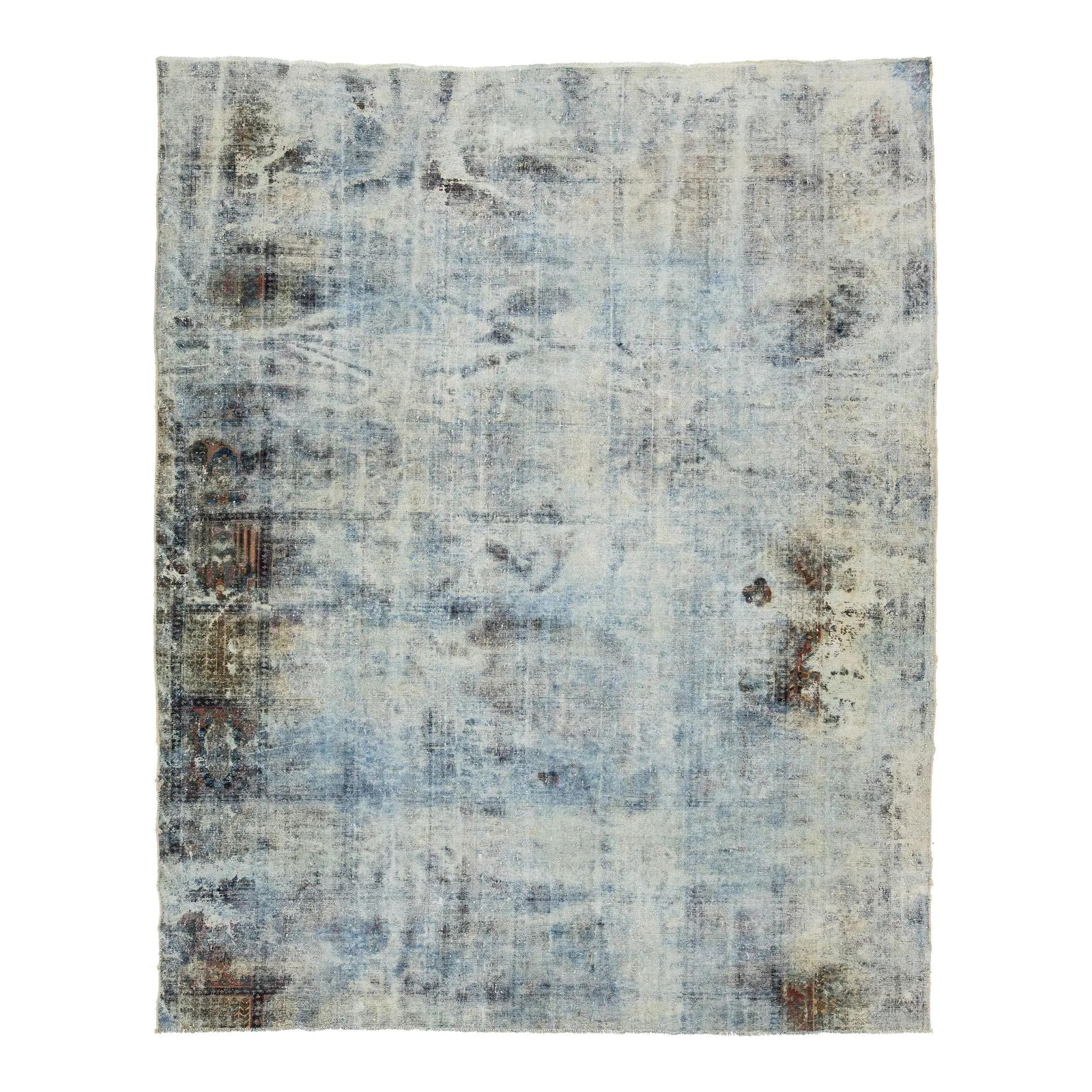 Vintage Blue Persian Wool Rug 9' x 11'2'' Hand-Knotted Multicolor Accents: Vintage Blue Persian Wool Rug 9' x 11'2'' Hand-Knotted Multicolor Accents Enhance your space with this exquisite vintage Persian wool rug, expertly hand-knotted and showcasing a distressed blue and be