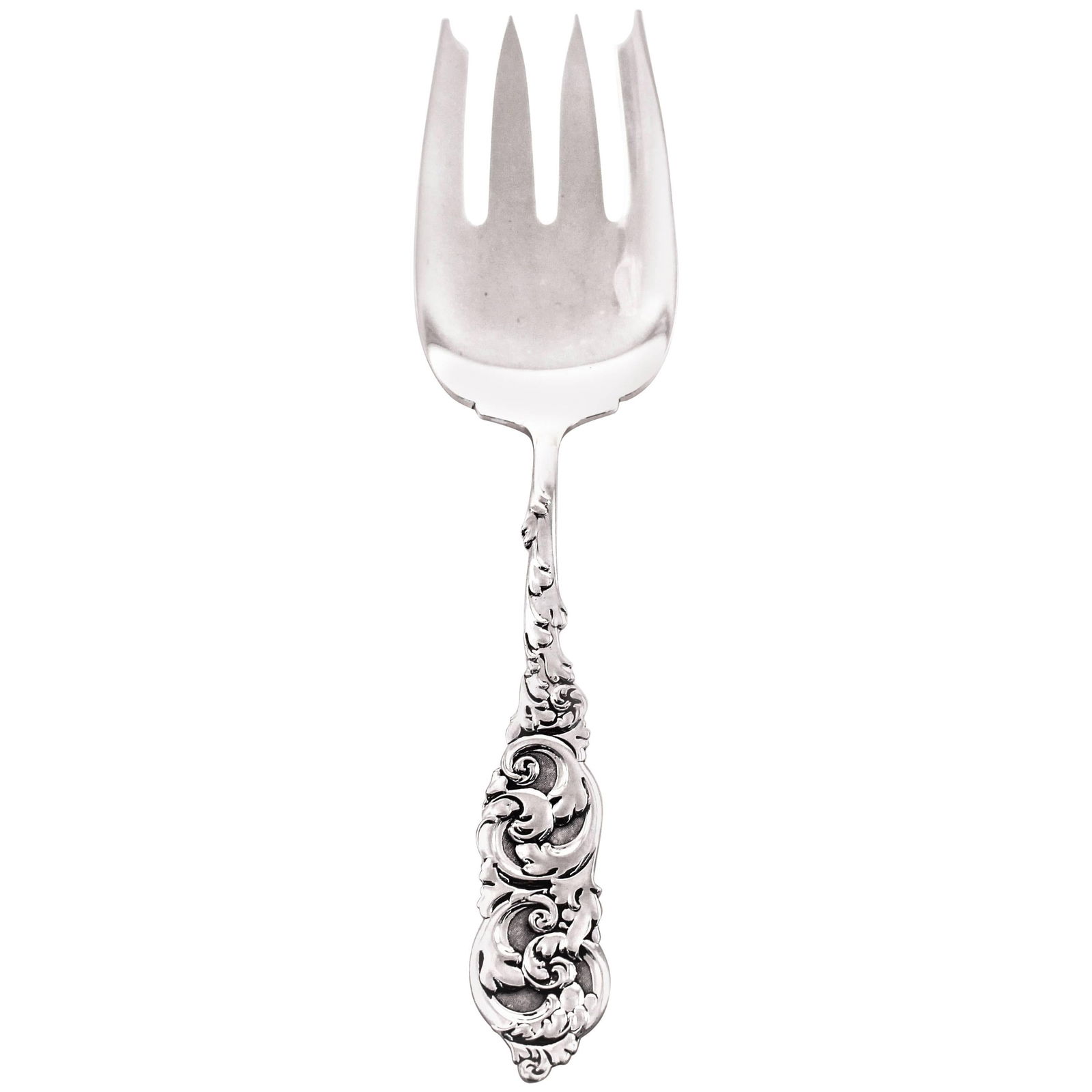 Frank Whiting Gladstone Sterling Silver Serving Fork 1890 Elegant Design: Frank Whiting Gladstone Sterling Silver Serving Fork 1890 Elegant Design This exquisite Gladstone Serving Fork showcases a beautiful design with swirls and a large scalloped handle, ensuring it stands