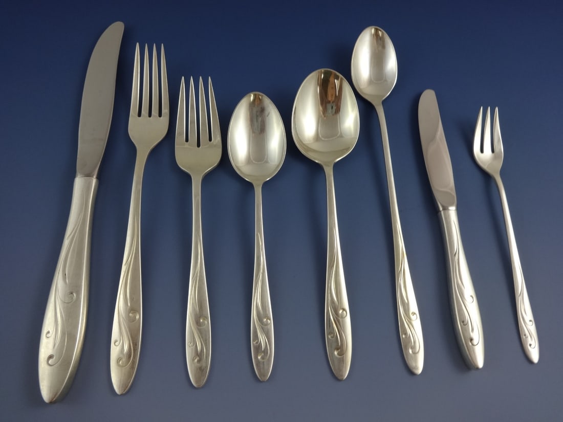 Towle Awakening Sterling Silver Flatware Set for 8 - 74 Pieces with Storage Chest: Towle Awakening Sterling Silver Flatware Set for 8 - 74 Pieces with Storage Chest This stunning 74-piece flatware set, the Awakening pattern by Towle, is crafted from high-quality sterling silver and