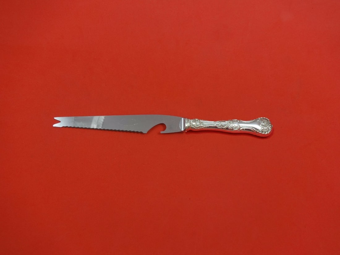 Whiting Pompadour Sterling Silver Custom Bar Knife 9 1/8": Whiting Pompadour Sterling Silver Custom Bar Knife 9 1/8" This exquisite bar knife showcases the elegant Pompadour pattern by Whiting, a renowned name in sterling silver craftsmanship. Measuring 9 1/8