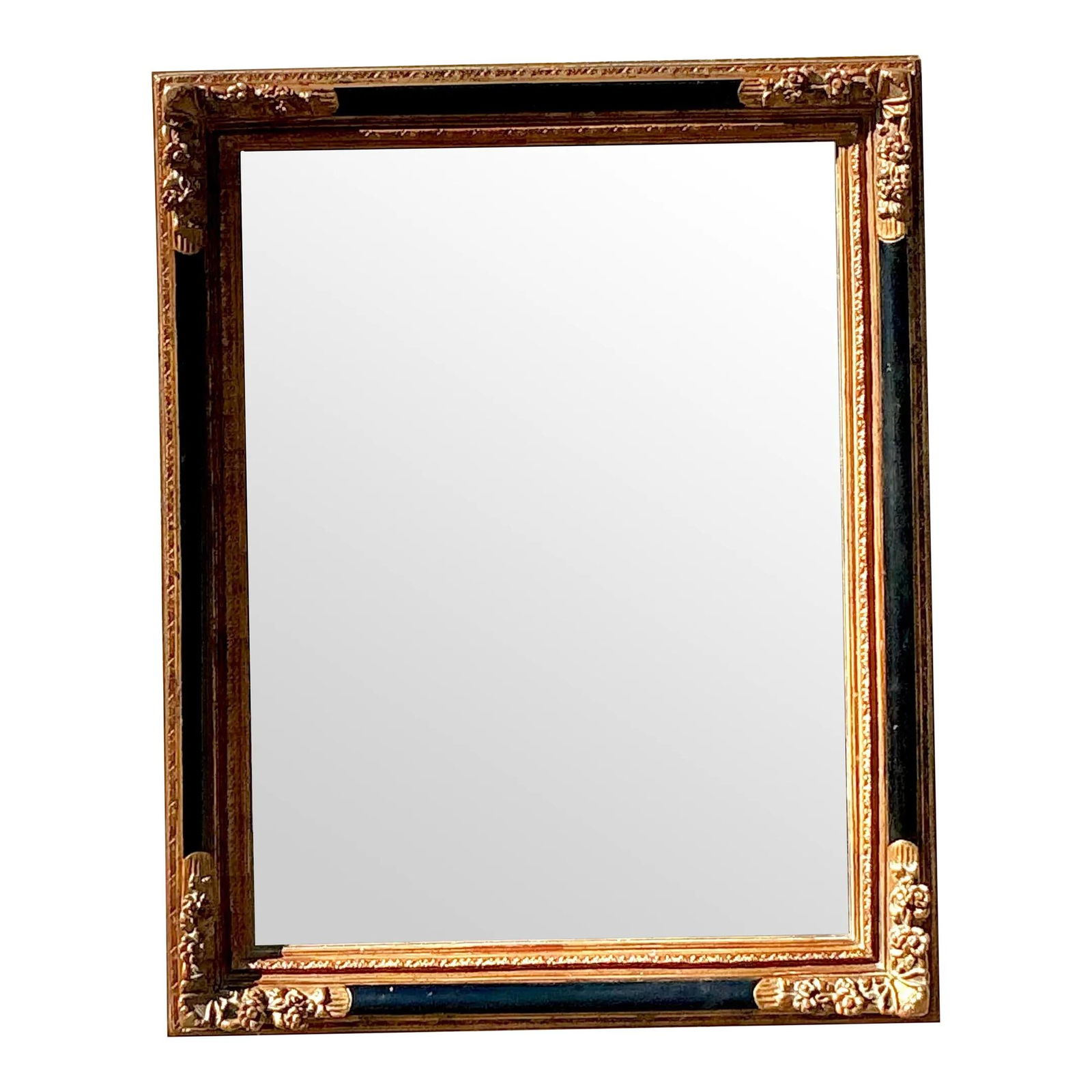 Vintage Regency Ornate Gilt Mirror 38.25"W x 48.25"H: Vintage Regency Ornate Gilt Mirror 38.25"W x 48.25"H This exquisite vintage Regency mirror showcases timeless elegance with its ornate gilded frame and intricate floral detailing. The beautifully carv
