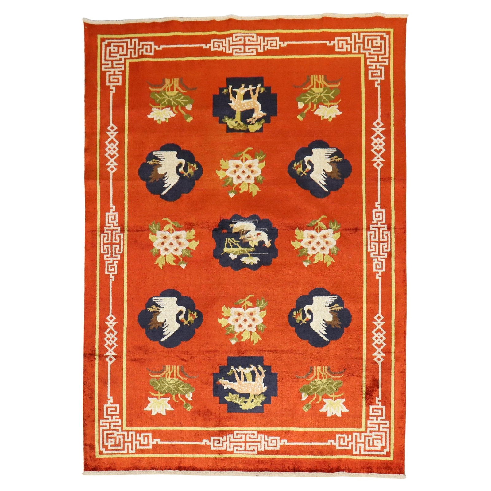 Zabihi Collection Hand-Woven Silk Chinese Pictorial Rug 50 x 71: Zabihi Collection Hand-Woven Silk Chinese Pictorial Rug 50 x 71 This exquisite Zabihi Collection Silk Chinese Pictorial Rug features a captivating expressionist design with a vibrant animal motif, ski