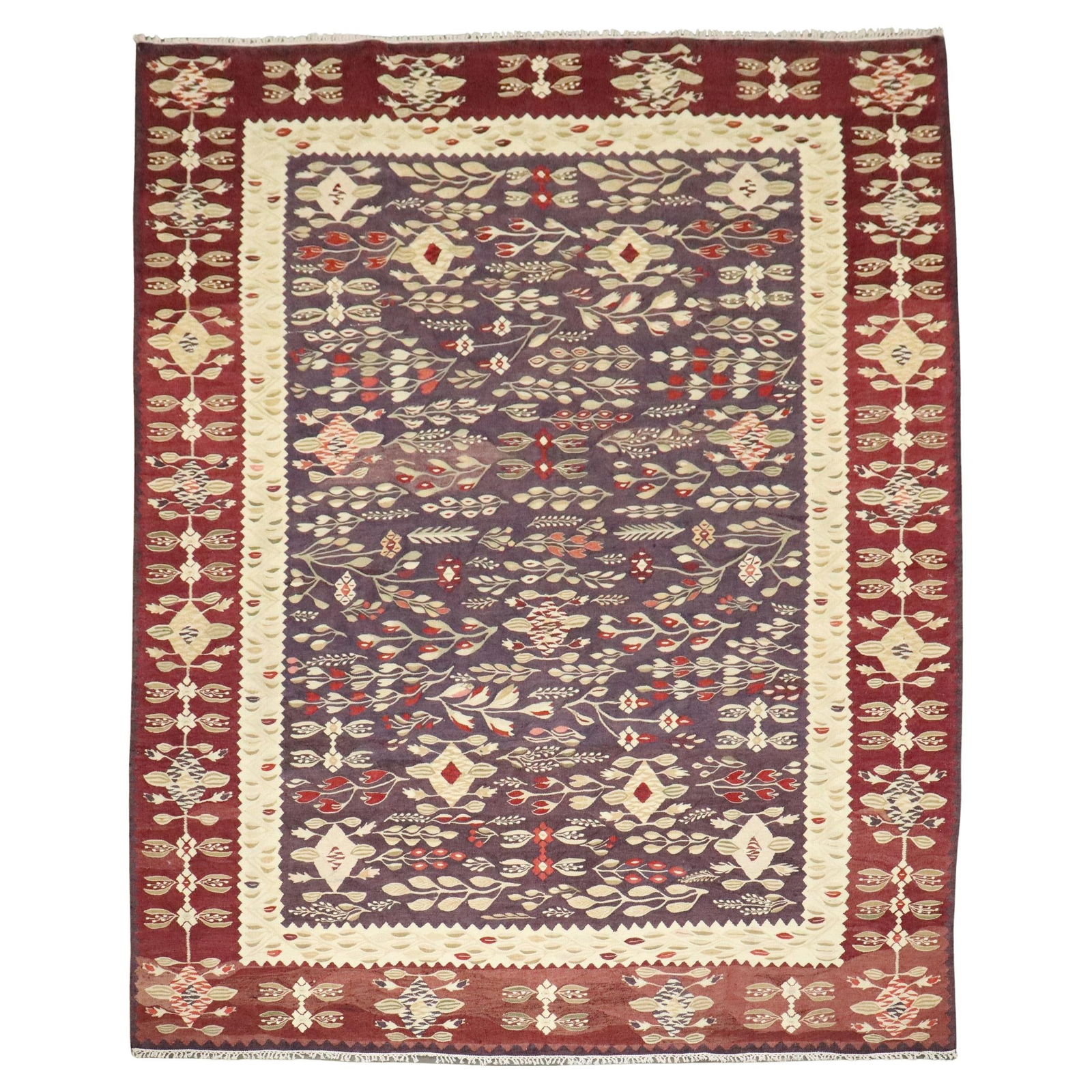 Mid-20th Century Besserabian Kilim Wool Rug 110 x 132 Inches: Mid-20th Century Besserabian Kilim Wool Rug 110 x 132 Inches This is a mid-20th century Besserabian Kilim rug, hand-woven from wool. Originating from Russia, it features a room-size format, making it