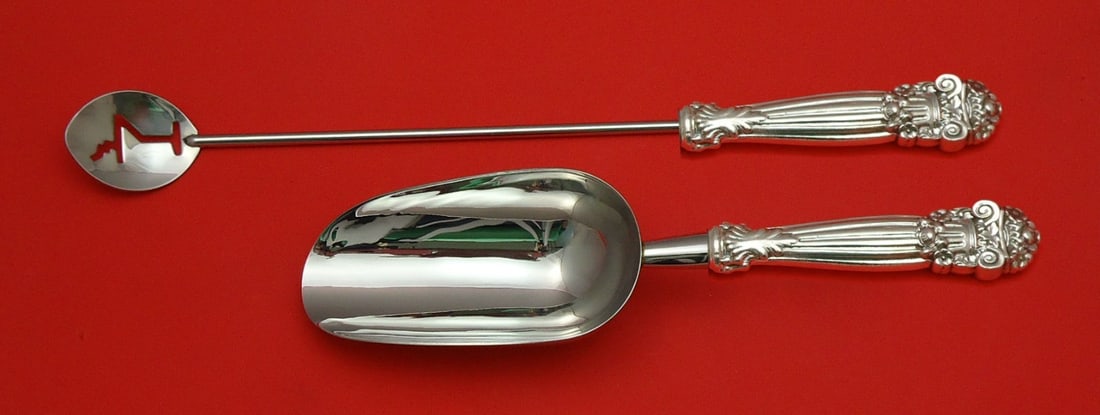 Towle Georgian Sterling Silver 2pc Bar Set Martini Spoon Ice Scoop: Towle Georgian Sterling Silver 2pc Bar Set Martini Spoon Ice Scoop Enhance your barware collection with this exquisite 2-piece bar set from Towle's Georgian pattern. Crafted from high-quality sterling