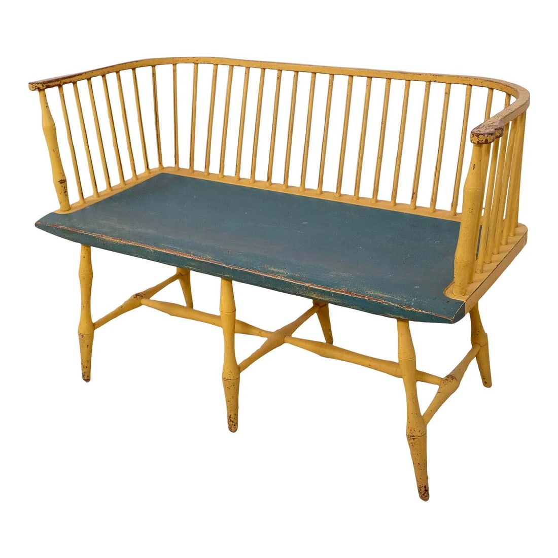 David Smith Windsor Style Bench Rustic Yellow 30 Years Old (1 of 10)