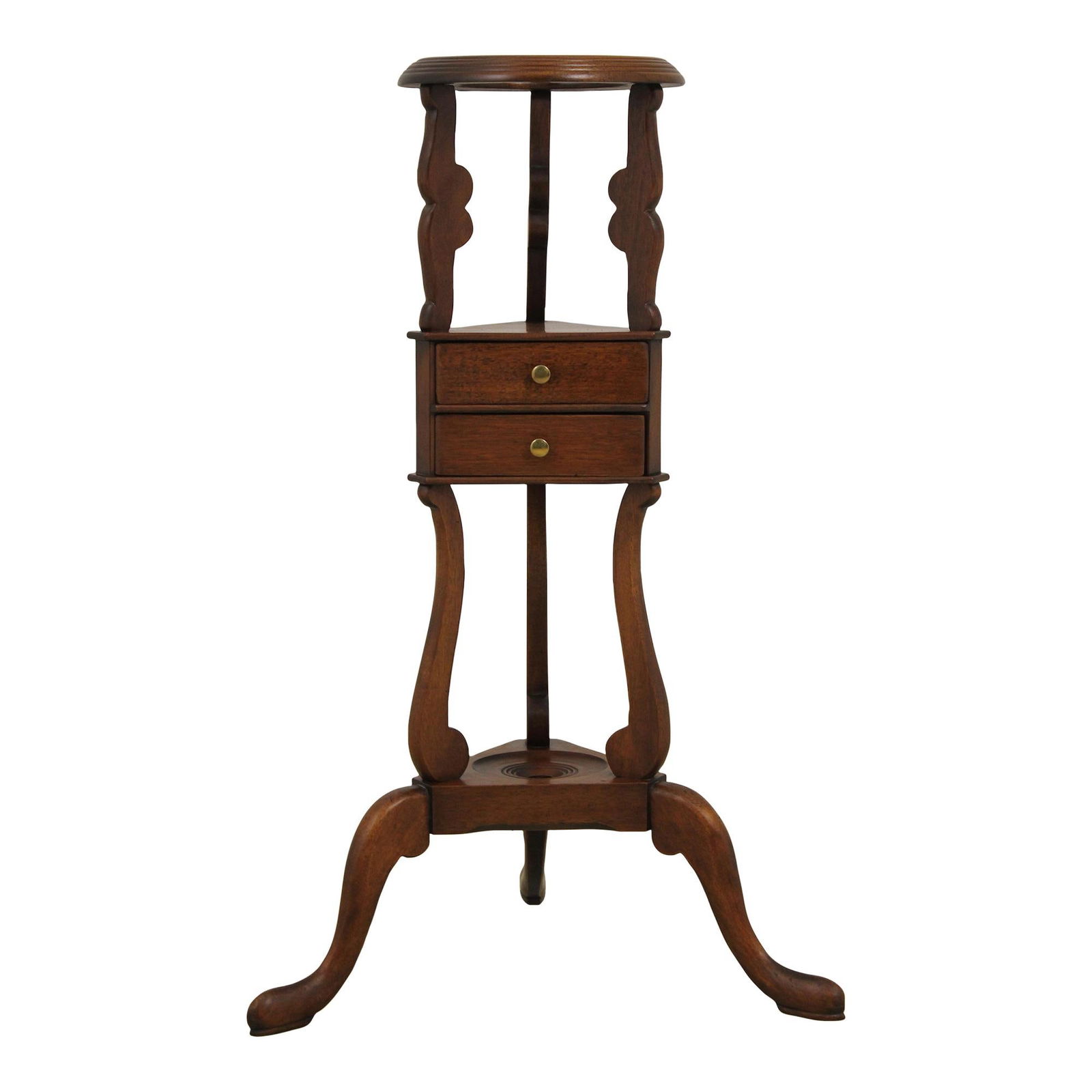 Vintage Mahogany 2 Drawer Wig Stand Planter 50 Years Old: Vintage Mahogany 2 Drawer Wig Stand Planter 50 Years Old This vintage mahogany wig stand planter features a traditional design inspired by 18th-century aesthetics. With an excellent original finish, i