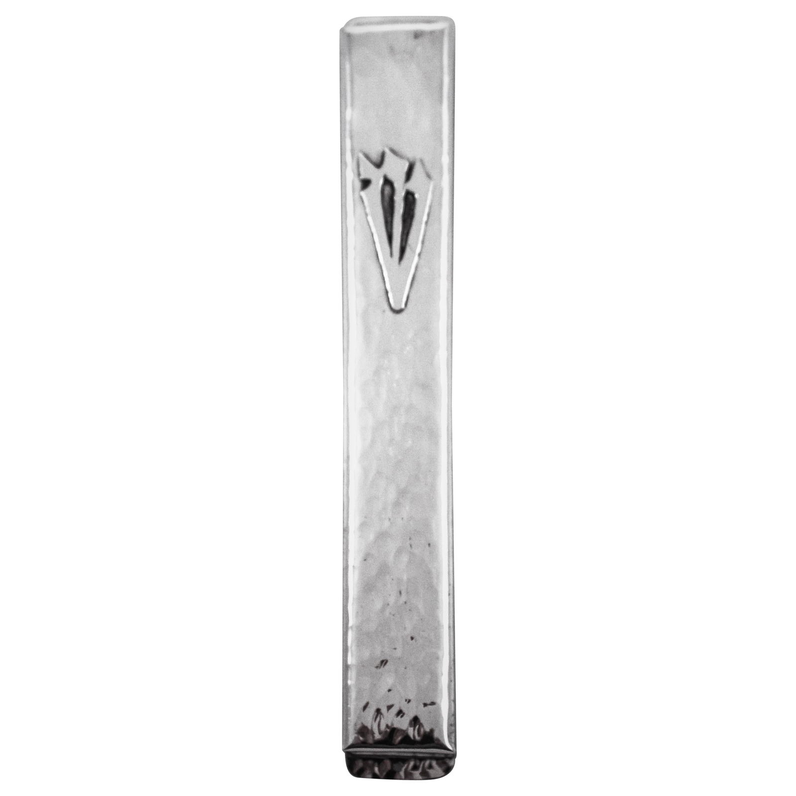 Modern Sterling Silver Mezuzah Case with Hebrew Shin 7 in: Modern Sterling Silver Mezuzah Case with Hebrew Shin 7 in This exquisite sterling silver mezuzah case measures 7 inches (17.78 cm) in height and 1 inch (2.54 cm) in diameter. Originating from Israel a