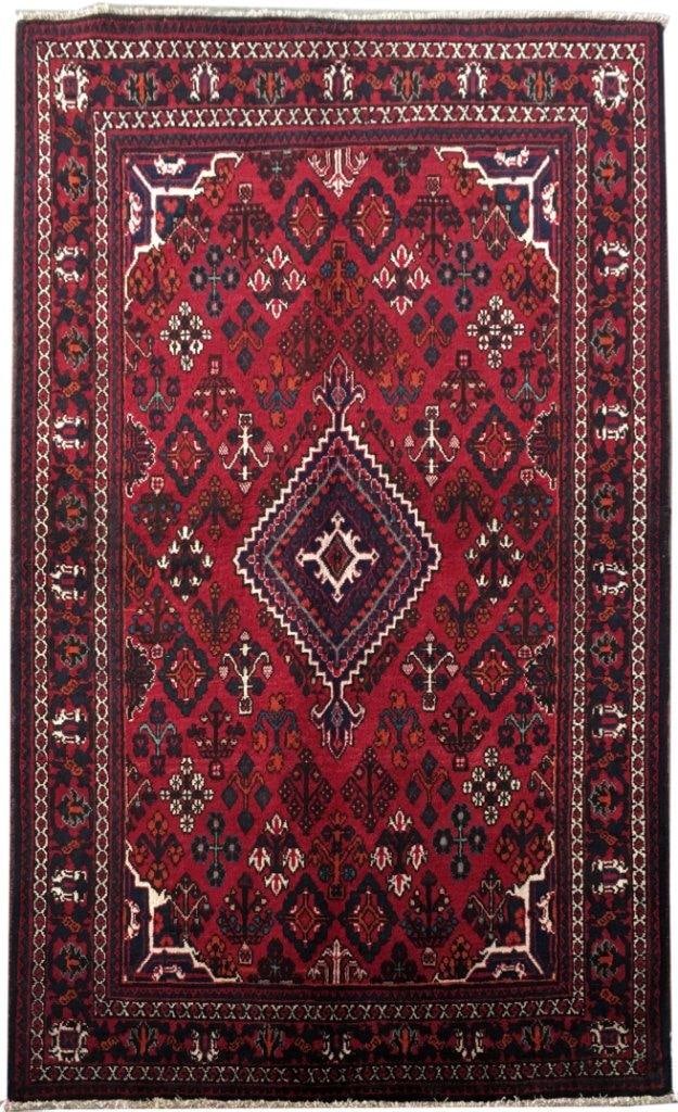 Handcrafted 4.6 x 6.11 Red Persian Josheghan Rug from Iran: Handcrafted 4.6 x 6.11 Red Persian Josheghan Rug from Iran Free continental US Shipping Discover the beauty of traditional craftsmanship with this handcrafted 4.6 x 6.11 Red Persian Josheghan Rug. Art