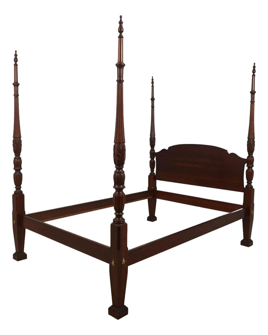 Pennsylvania House Queen Rice Carved Cherry Wood Poster Bed (1 of 10)