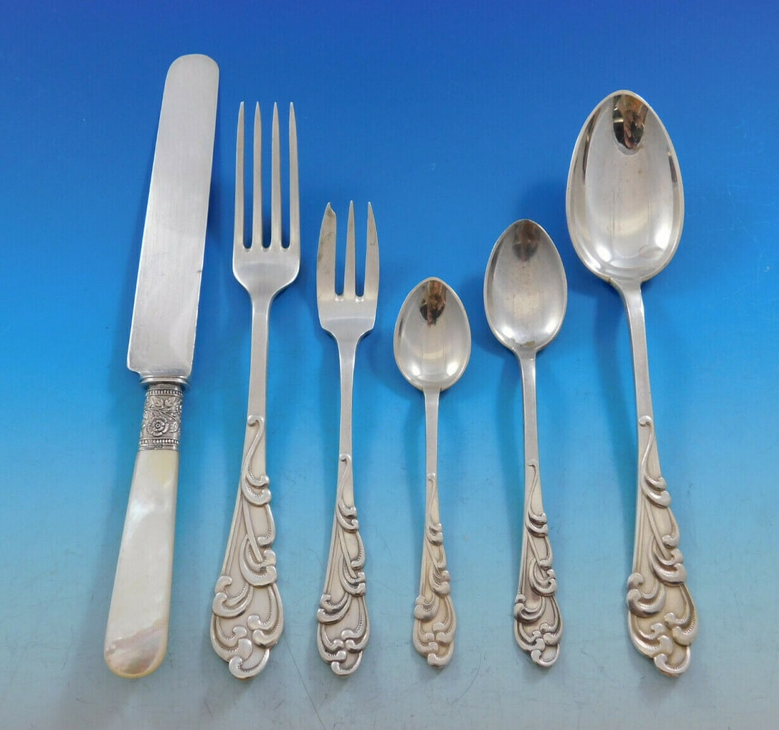 Christian Heise Tang 830 Silver Handmade Flatware Set 49 Pieces with Storage Chest: Christian Heise Tang 830 Silver Handmade Flatware Set 49 Pieces with Storage Chest This exquisite Tang flatware set by Christian F. Heise is a rare, handmade Danish collection crafted from 830 silver,