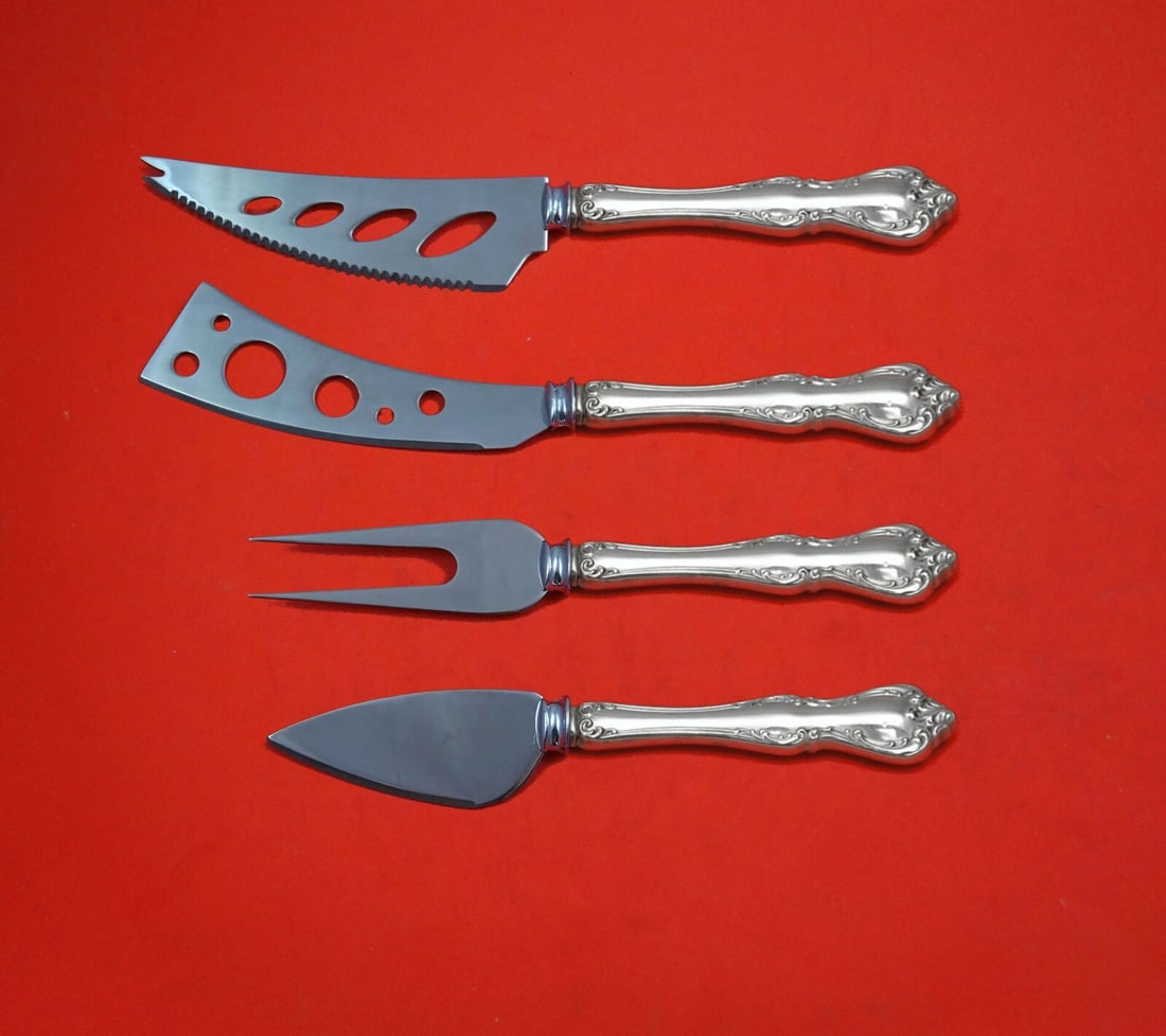 Towle Debussy Sterling Silver 4-Piece Charcuterie Hostess Set: Towle Debussy Sterling Silver 4-Piece Charcuterie Hostess Set Elevate your entertaining experience with this exquisite 4-Piece Deluxe Charcuterie Set by Towle, crafted in sterling silver with a Debuss