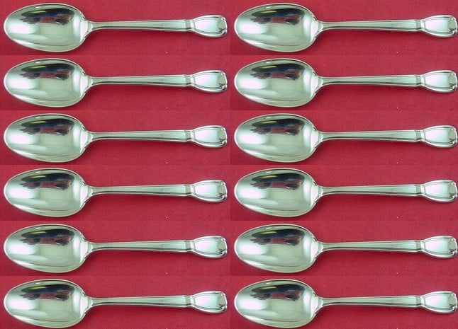 Tiffany & Co Castilian Sterling Silver Demitasse Spoon Set 12 Pieces: Tiffany & Co Castilian Sterling Silver Demitasse Spoon Set 12 Pieces This exquisite set features 12 pieces of Castilian demitasse spoons by Tiffany & Co., each measuring 4 3/8 inches. Crafted from hig