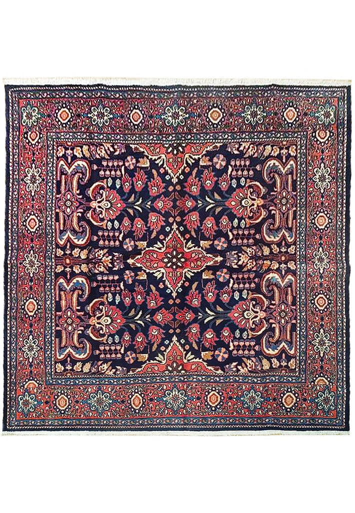 Handcrafted 6.8 x 6.10 Navy Blue Persian Sarouk Rug: Handcrafted 6.8 x 6.10 Navy Blue Persian Sarouk Rug Free continental US Shipping This exquisite 6.8 x 6.10 Navy Blue Persian Sarouk Quality Rug is a masterpiece of traditional craftsmanship, handwoven