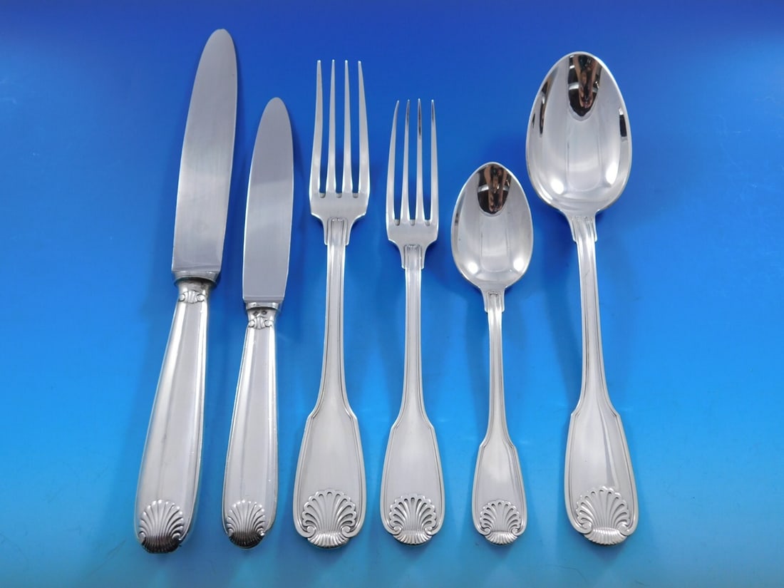 Christofle Arcantia Sterling Silver Flatware Set 36 Pieces France: Christofle Arcantia Sterling Silver Flatware Set 36 Pieces France Elevate your dining experience with the Arcantia (formerly Vendome) flatware service set by Christofle France. This exquisite set cons