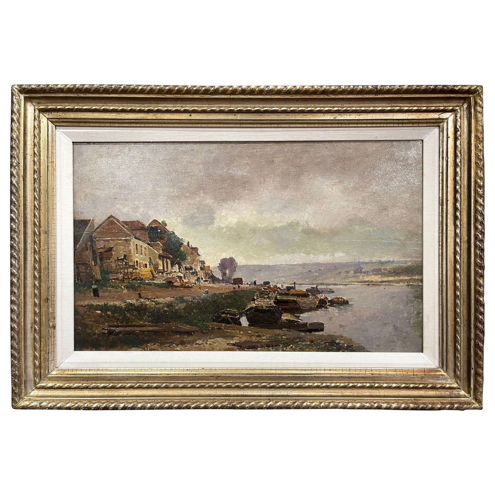 19th Century Framed Landscape Oil Painting by E. Galien-Laloue: 19th Century Framed Landscape Oil Painting by E. Galien-Laloue This exquisite 19th Century Framed Landscape Oil Painting on Board, signed by E. Galien-Laloue, captures the serene beauty of rural Franc