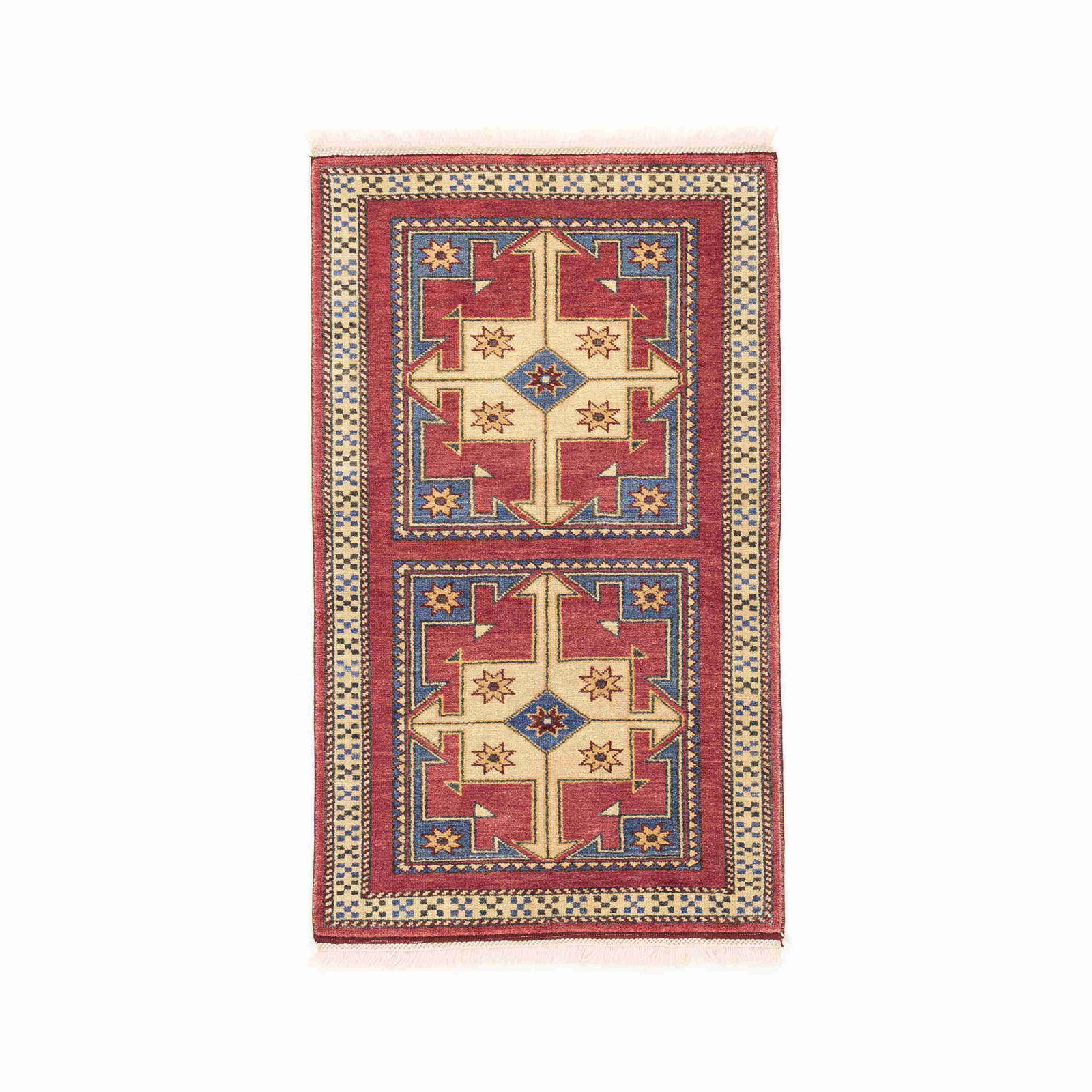 Authentic Handmade Imalat Wool On Wool Carpet 29.5 x 50: Authentic Handmade Imalat Wool On Wool Carpet 29.5 x 50 This authentic handmade carpet features a stunning design crafted from high-quality wool on wool. The meticulous craftsmanship includes double k