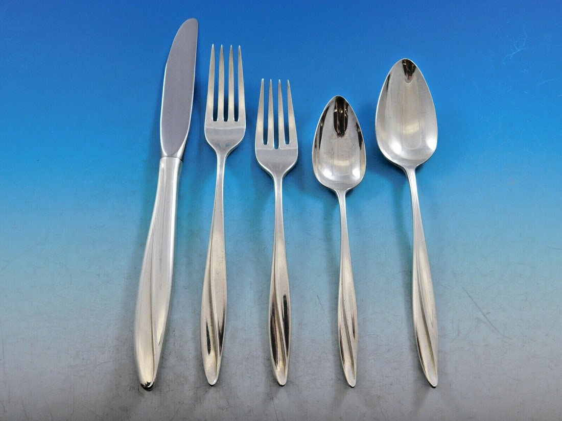 Gorham Firelight Sterling Silver Flatware Set for 12 65 Pieces Mid-Century Modern: Gorham Firelight Sterling Silver Flatware Set for 12 65 Pieces Mid-Century Modern Enhance your dining experience with the Firelight by Gorham Sterling Silver Flatware Service for 12. This stunning mid