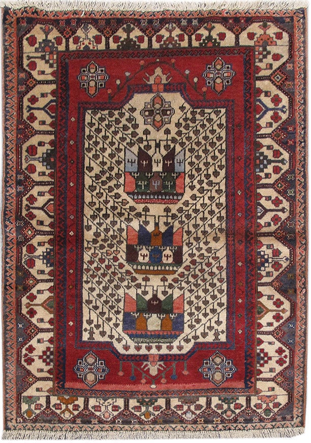 Persian Tribal Rug 3.4 x 4.9 Handwoven Accent Carpet (1 of 6)
