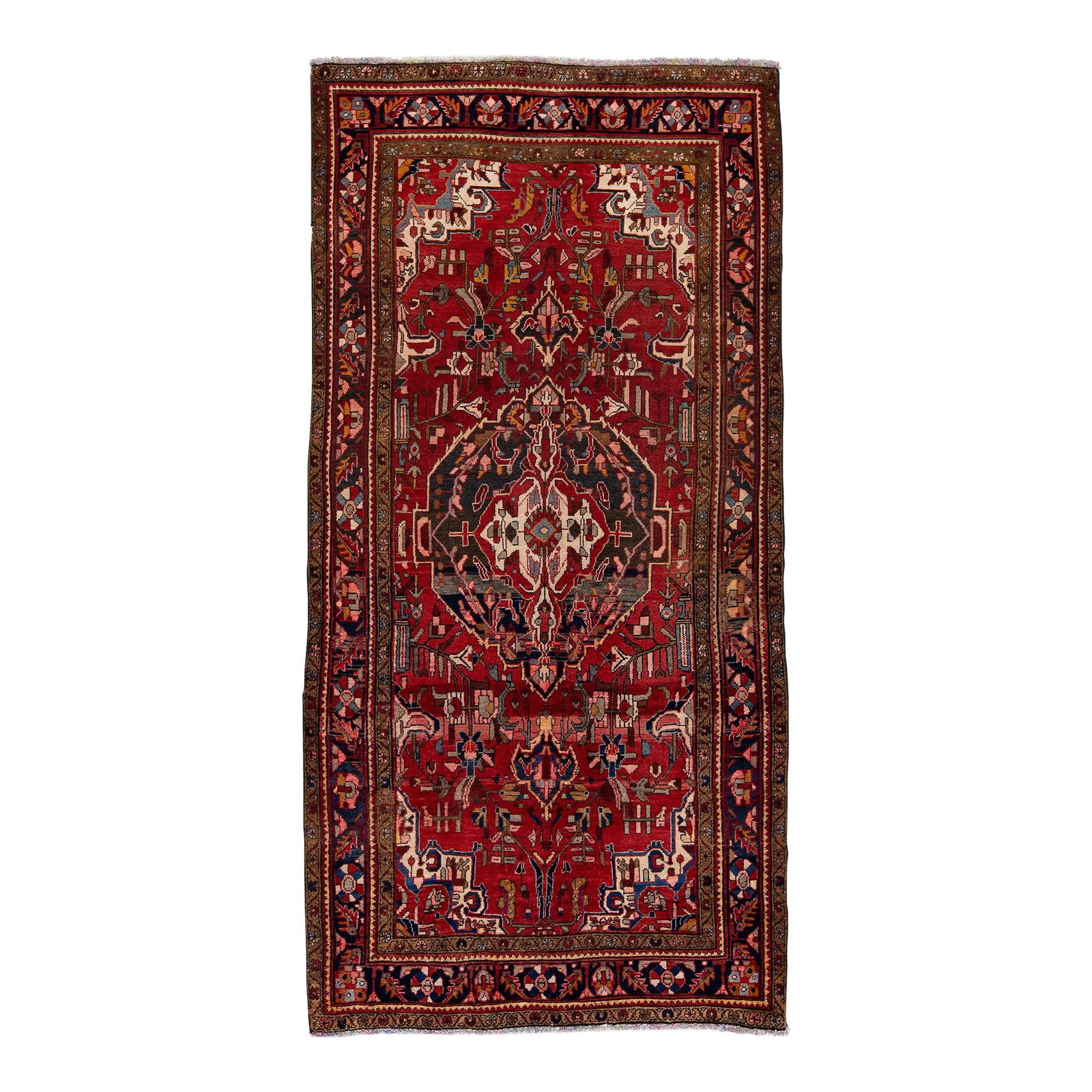 Vintage Persian Hamadan Red Wool Rug 4'5" x 9" Medallion Design: Vintage Persian Hamadan Red Wool Rug 4'5" x 9" Medallion Design This stunning vintage Persian Hamadan rug showcases exquisite craftsmanship with its hand-knotted design. The vibrant red field is beaut
