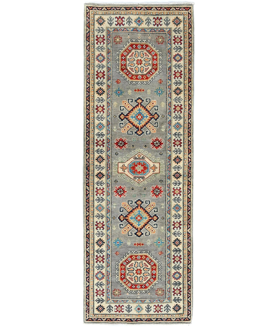 Hand-Knotted Geometric Tribal Kazak Runner Rug 2'9 x 8'0 Wool Modern Design: Hand-Knotted Geometric Tribal Kazak Runner Rug 2'9 x 8'0 Wool Modern Design Enhance your space with this stunning Geometric Tribal Kazak Runner Rug, perfect for adding a touch of modern elegance to yo