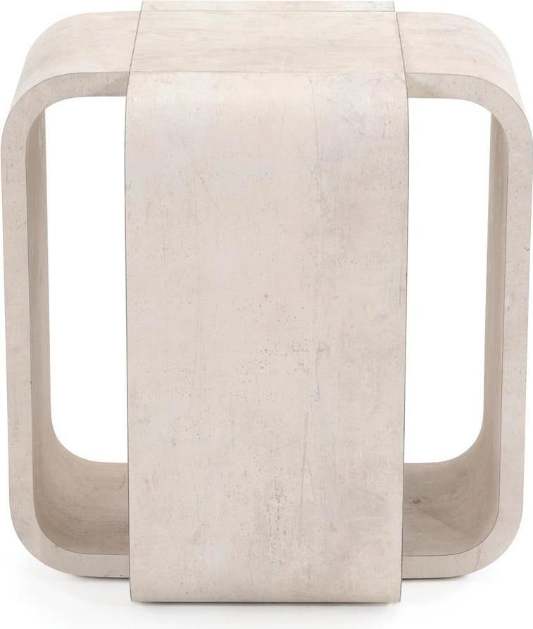 John-Richard Chalonne Tiza Gesso End Table 20.5H 20W 20D: John-Richard Chalonne Tiza Gesso End Table 20.5H 20W 20D The Stylish Chalonne Tiza Gesso End Table features a modern design with intersecting squares, making it a perfect accent piece for any contempo