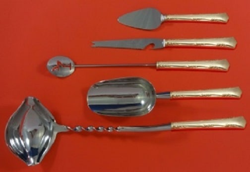 Gorham Greenbrier Sterling Silver 5-Piece Cocktail Serving Set: Gorham Greenbrier Sterling Silver 5-Piece Cocktail Serving Set This exquisite 5-piece cocktail party serving set, crafted by Gorham in the elegant Greenbrier pattern, is a perfect addition to any host