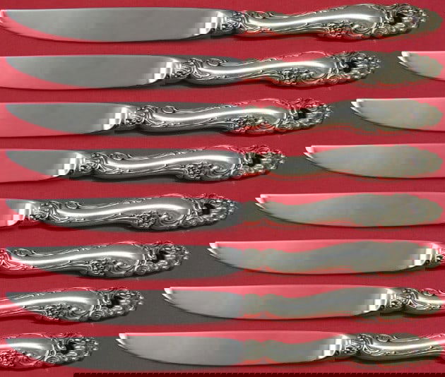 Gorham Decor Sterling Silver Steak Knife Set 8pc Not Serrated 8" (1 of 3)