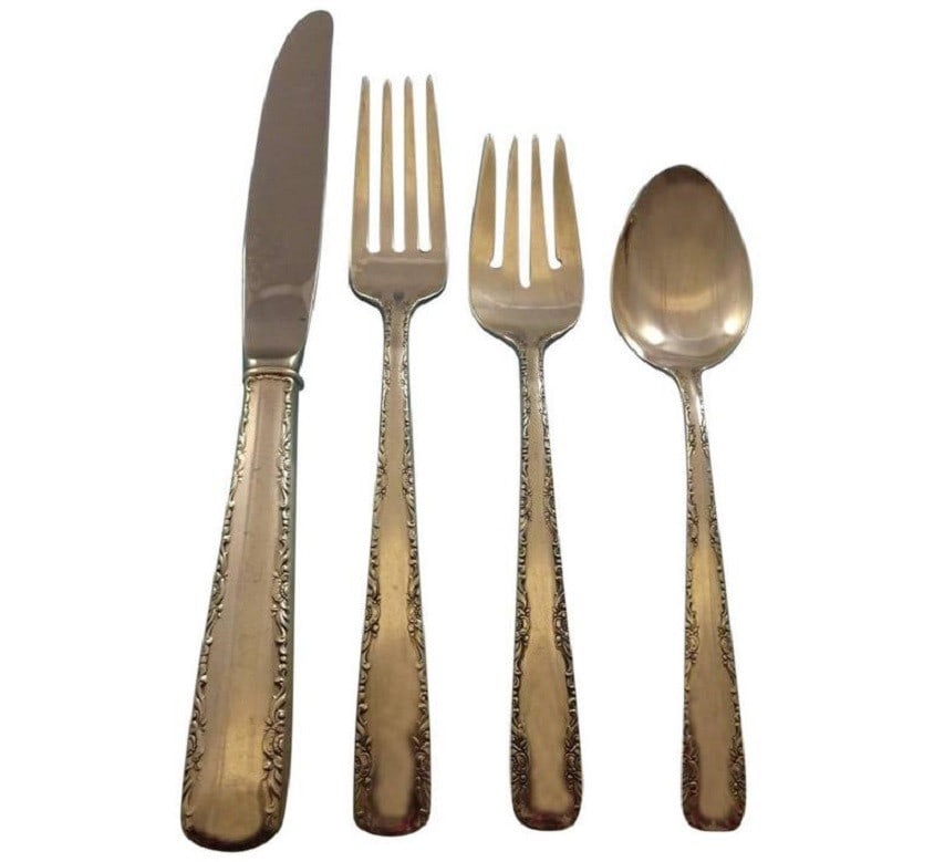 Gorham Camellia Sterling Silver Flatware Set for 8 - 37 Pieces with Storage Chest: Gorham Camellia Sterling Silver Flatware Set for 8 - 37 Pieces with Storage Chest Enhance your dining experience with the exquisite Camellia flatware set by Gorham. This elegant sterling silver flatwa