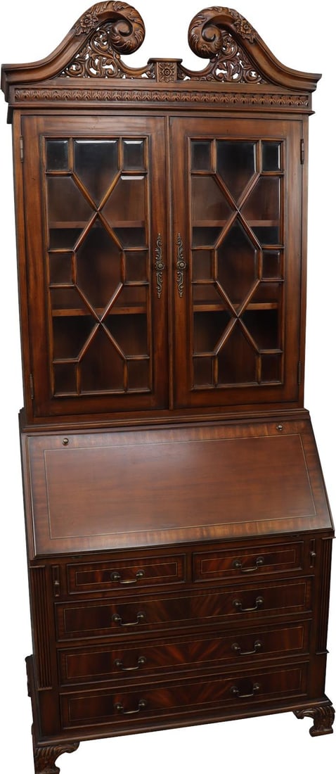 Traditional Mahogany Secretary Desk with Beveled Glass and Toned Hardware (1 of 14)
