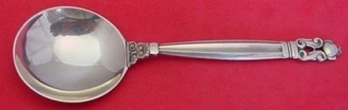 Georg Jensen Acorn Sterling Silver Bouillon Soup Spoon 5 1/4 inches (1 of 2)