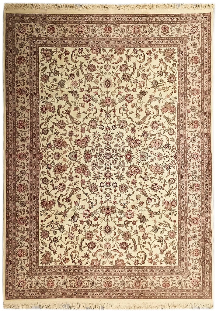 Handcrafted Tabriz Wool Silk Rug 8.6 x 11.10 Feet Elegant Design: Handcrafted Tabriz Wool Silk Rug 8.6 x 11.10 Feet Elegant Design Free continental US Shipping This exquisite Tabriz rug combines the luxurious textures of wool and silk, expertly handmade to enhance a