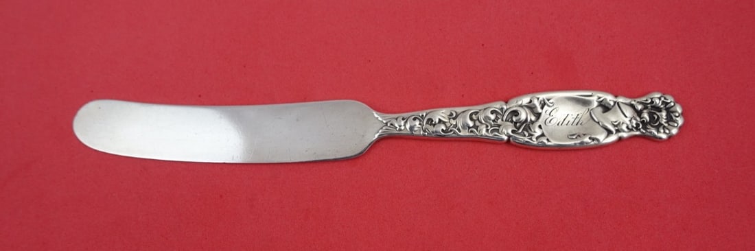 Whiting Heraldic Sterling Silver Tea Knife 7 1/4 Inch: Whiting Heraldic Sterling Silver Tea Knife 7 1/4 Inch This exquisite tea knife from the Heraldic pattern by Whiting showcases the elegance of sterling silver craftsmanship. Measuring 7 1/4 inches, it