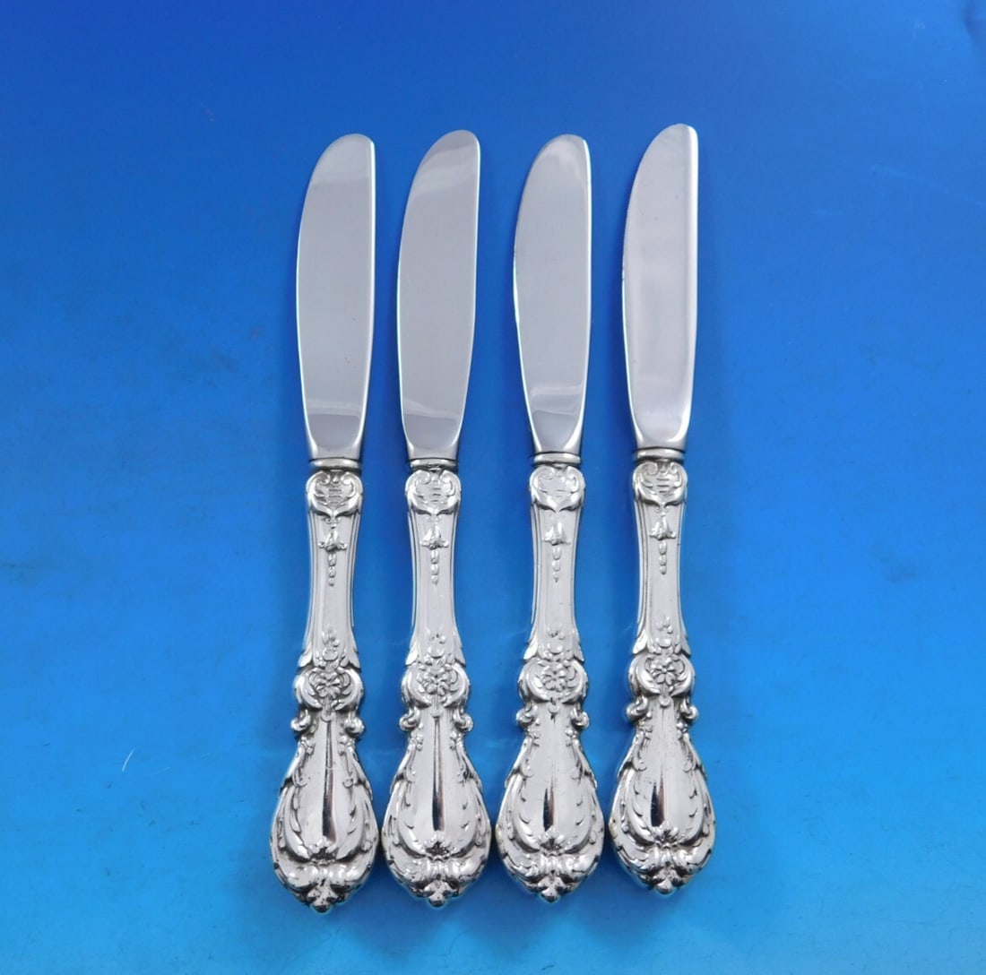 Reed and Barton Burgundy Sterling Silver Butter Spreaders Set of 4 Modern Design: Reed and Barton Burgundy Sterling Silver Butter Spreaders Set of 4 Modern Design This exquisite set of four butter spreaders features the elegant Burgundy pattern by Reed and Barton. Each spreader is