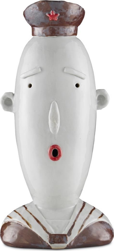 Currey Handcrafted Porcelain Sculpture Stan the Military Man 19.5" Tall: Currey Handcrafted Porcelain Sculpture Stan the Military Man 19.5" Tall Discover the exquisite craftsmanship of this handcrafted porcelain artwork titled 'Stan the Military Man.' This figurative style