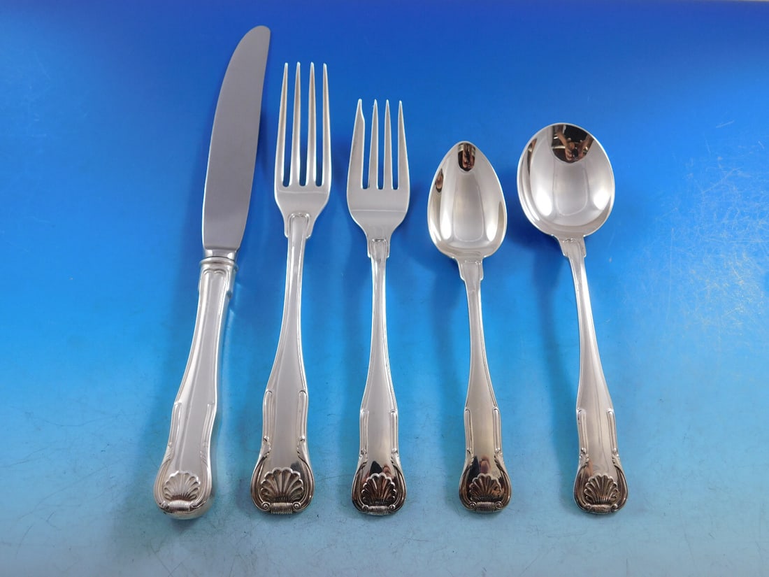 Kirk Stieff King Sterling Silver Flatware Set 42 Pieces with Storage Chest: Kirk Stieff King Sterling Silver Flatware Set 42 Pieces with Storage Chest Elevate your dining experience with the King by Kirk Stieff Sterling Silver Flatware Set, comprising 42 exquisite pieces. Thi