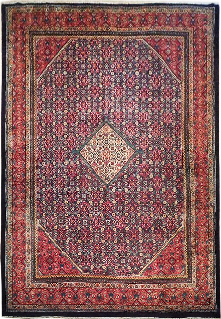 Authentic Persian Tabriz Herati Rug 9.9 x 12.10 Blue Hand-Knotted: Authentic Persian Tabriz Herati Rug 9.9 x 12.10 Blue Hand-Knotted Free continental US Shipping Experience the exquisite allure of this Authentic Persian Herati Tabriz Rug, measuring 9.9 x 12.10 feet (